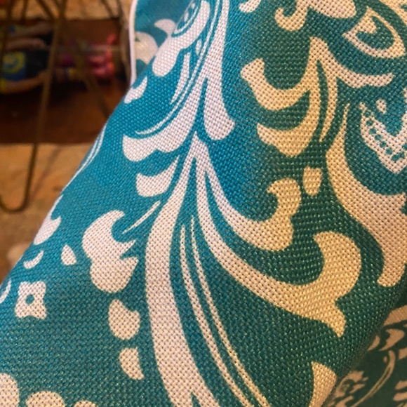 Turquoise Jacquard Pillow Covers | Damask Print - Picture 2 of 2